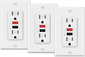 ELECTECK 3 Pack GFCI Outlets 15 Amp, Tamper Resistant (TR), Decor GFI Receptacles with LED Indicator, Ground Fault Circuit In