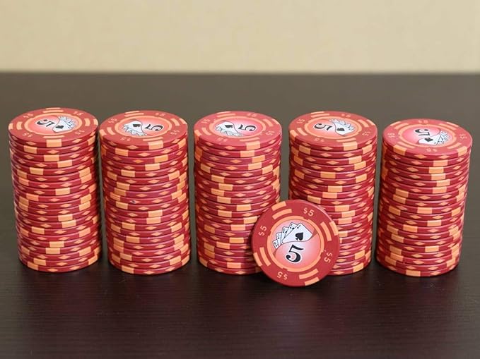 Amazon 5 100枚 カジノチップ コイン トランプ ポーカー プレイチップ メダル ルーレット バカラ ブラックジャック おもちゃ おもちゃ