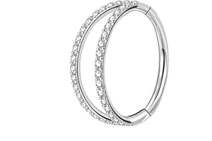 OUFER Helix Piercing Jewelry,16G Surgical Steel Helix Hoop Earrings, Cartilage Tragus Rook Piercing Jewelry, Double Row Diamo