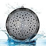 Splashproof Shower Speaker Outdoor Wireless Portable Waterproof IPX6 Bluetooth Speaker With Suction Cup and Hanging Loop -Black