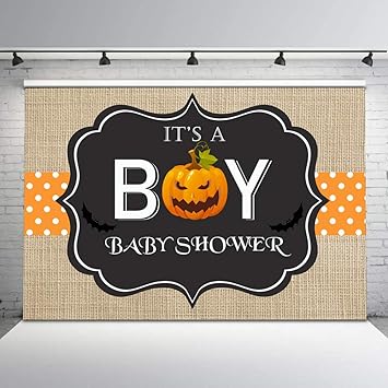 Amazon Com Mocsicka Halloween Baby Shower Backdrop It S A Boy Baby Shower Photo Backdrops 7x5ft Pumpkin Fall Baby Shower Banner Background Baby Shower Decorations Camera Photo