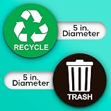 ASSURED SIGNS Bin Stickers 5in x 5in 2 Sets Trash and Recycle Labels view 2