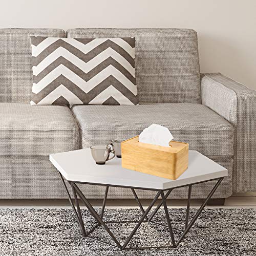 jocabo Bamboo Tissue Box Cover Rectangular Tissue Organizer Holders Napkin Storage Case Paper Stand Dispenser for Home Office Desks,Bathroom,Bedroom