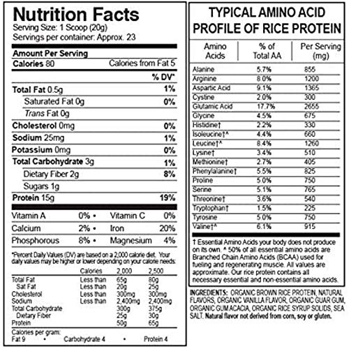 Growing Naturals Rice Protein Isolate Powder, Vanilla Blast, 465Gram