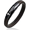 VNOX Men's Inspirational Mantra Engarved Handmade Braided Leather Adjustable Cuff Bangle Bracelet Encouragement Motivational Gift for Men