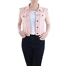 Anna-Kaci Womens Distressed Denim Button Up Sleeveless Crop Vest