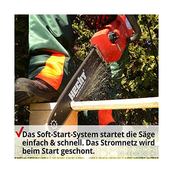 HECHT Elektro Kettensäge mit 2400 Watt Power – 45,8 cm Schwert – Soft-Start-System – Rückschlagbremse – Kette… – Bild 7
