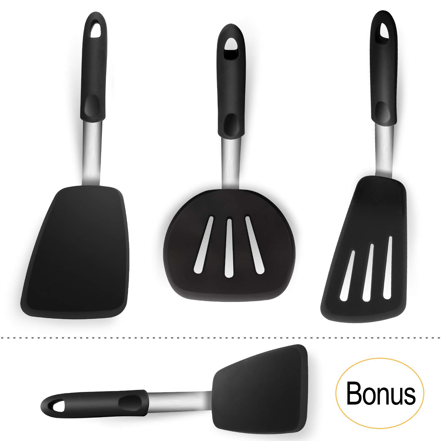 KaraMona Extra Large Rubber Spatulas Silicone Heat Resistant BPA Free