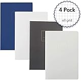 Composition Notebook Graph Paper – Simple Cover Design with 5mm Graph Pages, A5 Size 8.2 x 5.8 inch, 160 Sheets/320Pages (All Grid, 4 Pack)
