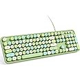 KNOWSQT Wired Computer Keyboard - Green Colorful Retro Full Size Round Keycaps Plug and Play Typewriter Cute Keyboards for Windows, Laptop, PC, Desktop, Computer