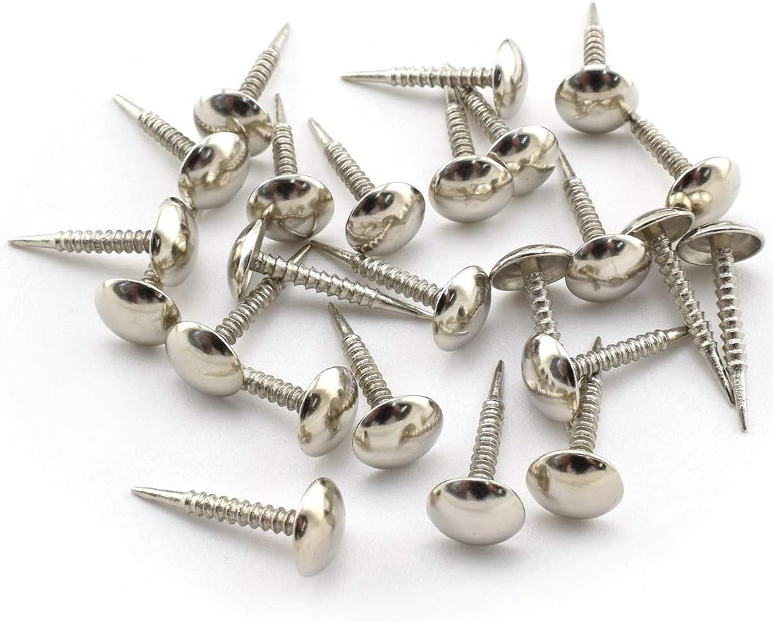 SDTC Tech 100-Pack Mini Round Head Furniture Thumb Pushpins Silver Decorative Upholstery Tacks Threaded Nails
