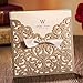 Jofanza Square Gold Laser Cut Wedding Invitations with Lace Bow Hollow Favors Invitation for Engagement Marriage Bridal Shower Birthday Card (Set of 50 pieces)
