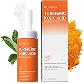 FluMisch Turmeric Kojic Acid Facial Cleanser, Brightening Foaming Face Wash with Soft Massage Heads, Kojic Acid Cleanser Exfoliating, Turmeric Cleansing for Dark Spots 4.23 oz