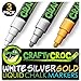 Crafty Croc Metallic Chalk Markers, Gold Silver White - 3 Pack, Medium Tip 6mm, Wet Erase for Accent Details