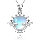 Adnix Women Necklace 925 Sterling Silver Moonstone/Turquoise/Crystal/Pear/Opal/Moon/Pineapple Necklace for Women