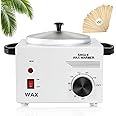 Single Wax Warmer Professional Electric wax Heater for Hair Removal- Wax Pot with 50pcs Sticks Heat up Quickly & Fahrenheit Dial, Paraffin Facial Skin Body SPA Salon Equipment