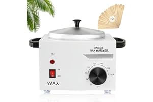 COFASHION Single Wax Warmer Professional Electric wax Heater for Hair Removal- Wax Pot with 50pcs Sticks Heat up Quickly & Fahrenheit Dial, Paraffin Facial Skin Body SPA Salon Equipment