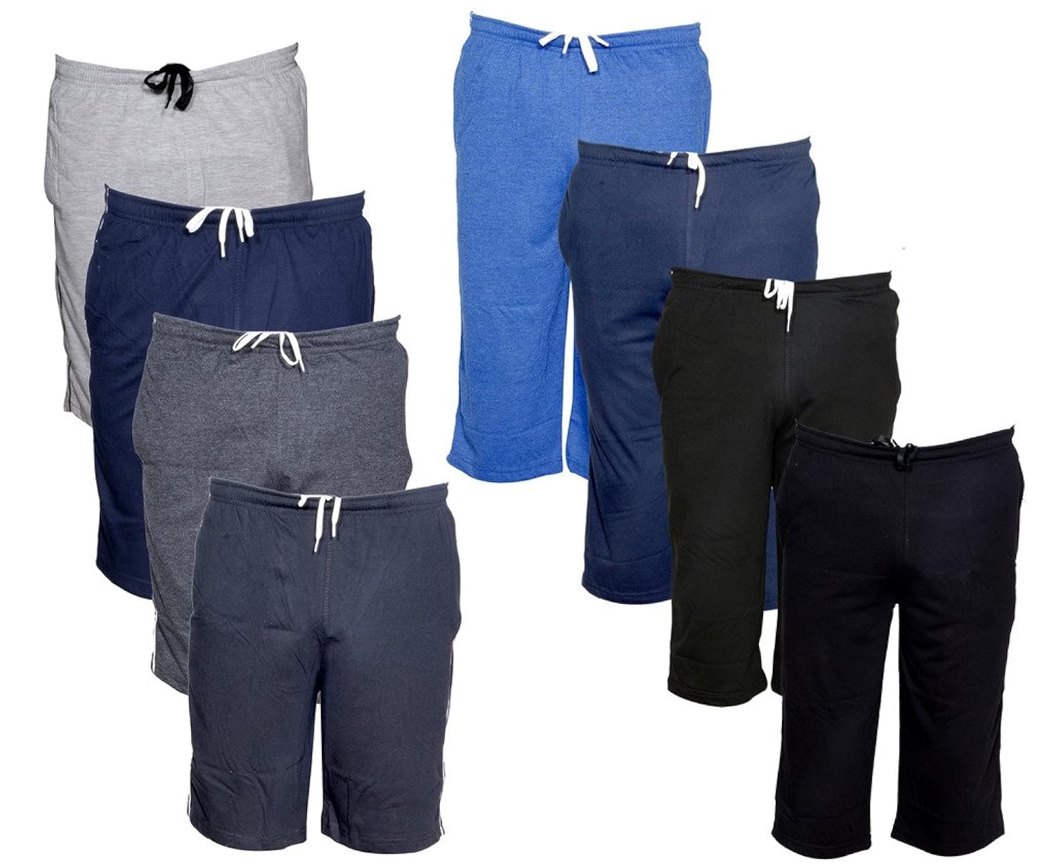 indiweaves mens 4 cotton 3/4 capri and 4 shorts/barmuda combo offer (pack of 8)