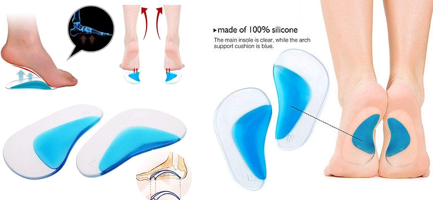 Orthotic Arch Support Gel Insoles Flat Feet Arch Pain (Large) …, Blue - Image 3