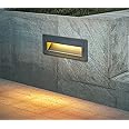 LUMINTURS 6W LED Step Light Stairway Modern Wall Fixture with Horizontal Louver Faceplate for Indoor and Outdoor Waterproof Corner Foot Lamp Gray