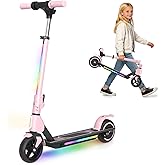 Commugo Electric Scooter for Kids Age 6-12, 130W Powerful Motor, Colorful Lights, Foldable Teen Scooter, Gifts for Kids Girls Boys