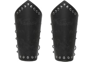 Jeilwiy Viking Bracers Medieval Leather Bracers Arm Armor Cuff Leather Gauntlet Wristband Punk Arm Guards for Men Women 2Pack