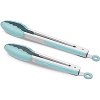 9-Inch & 12-Inch Cooking Tongs, Premium Silicone Set of 2 BPA Free Non-Stick Stainless Steel BBQ Grilling Locking Food…