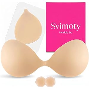 Svimoty Sticky Bra for Women - Strapless Adhesive Bra, Push Up Invisible Bra for Backless Dresses & Travel