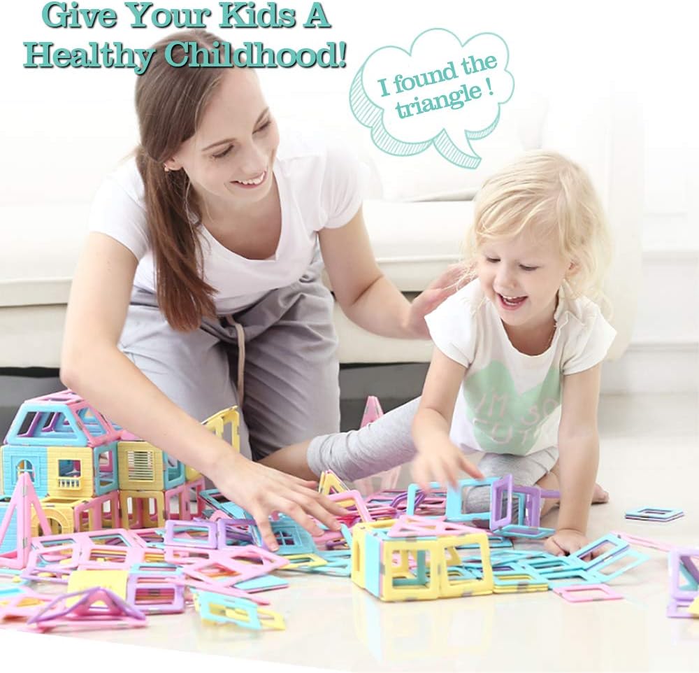 HLAOLA Magnetic Blocks 133PCS Upgrade Magnetic Building Blocks Magnetic Tiles Educational Toys Tiles Set for Kids Magnet Stacking Toys for Kids Children Age 3 4 5 6 7 Year Old (3D Macaron Colors): Toys & Games