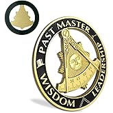 ASmileIndeep Past Master Masonic Car Emblem Black &amp; Golden Mason Auto Decal | Past Master Recognition Gift Lodge Leadership Tribute Car Truck SUV Decor Installation Anniversary and Retirement Gift