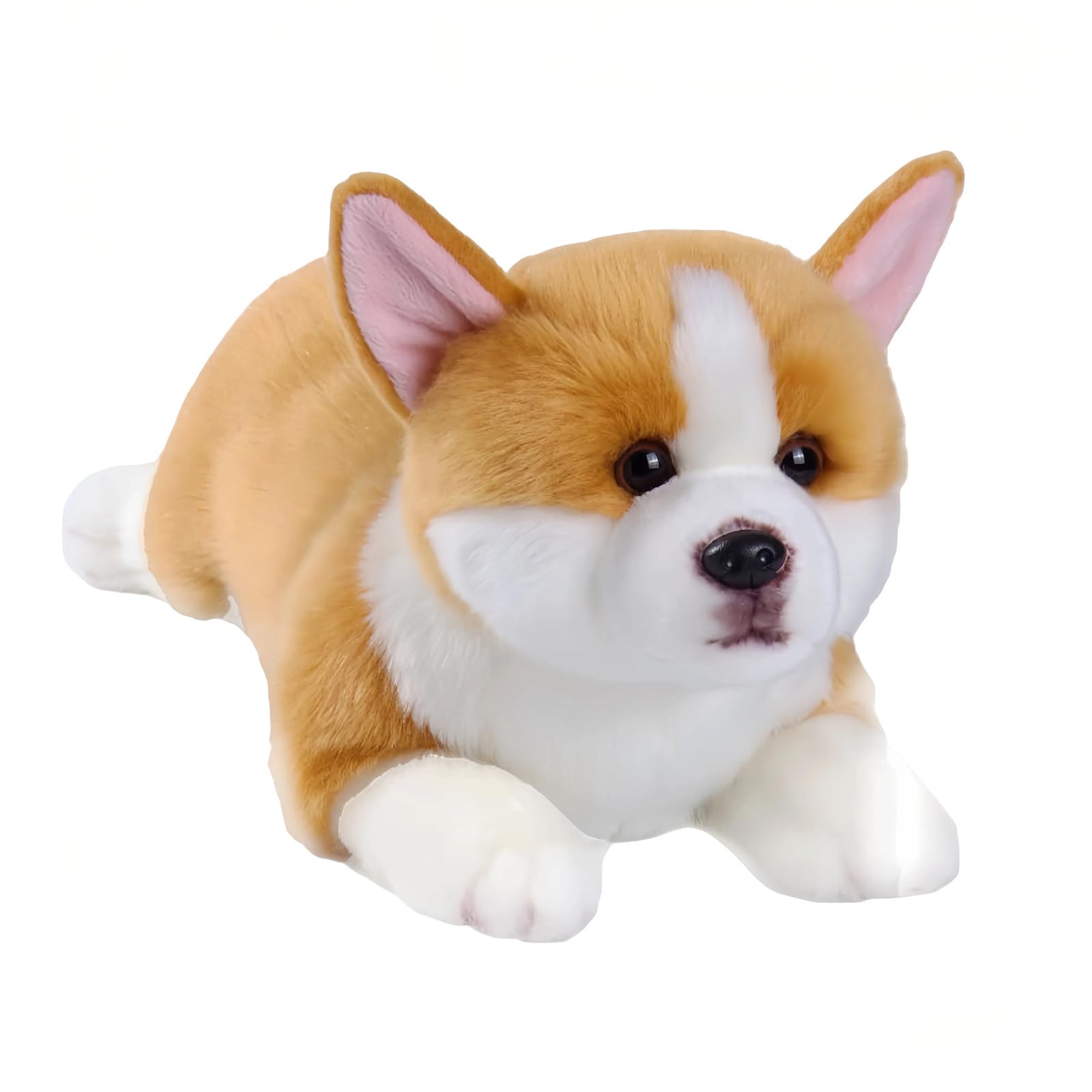 CU-MATE 16'' Welsh Corgi Dog Pembroke Stuffed Animal Simulation- Soft Handmade Lying Dog Plush Toy Puppy -Present Gift for Boys and Girls