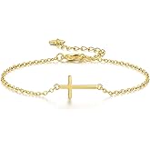 14K Gold Bracelets for Women Gold Bracelet for Womens Reliable Dainty Cross Bracelet for Womens Thin Charm Trendy Cross Bracelets for Women