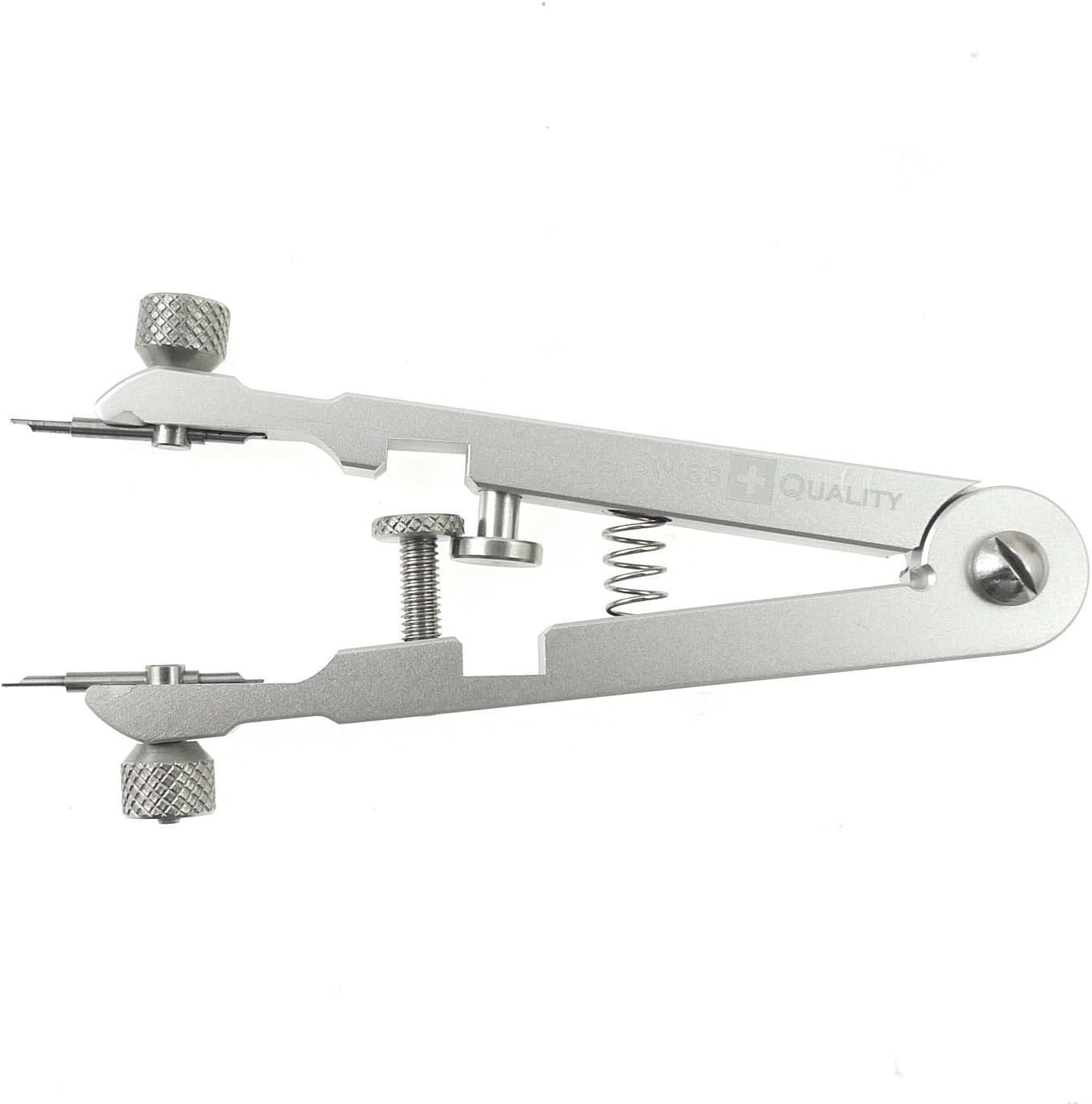 1.0mm & 1.4mm Watchmaker Tool Watch Metal Band Bracelet Leather Strap Reversible Fork Spring Bar Pliers 6825 Style Silver for Rolex Tudor Omega Breitling Repair (Full Size, Silver)