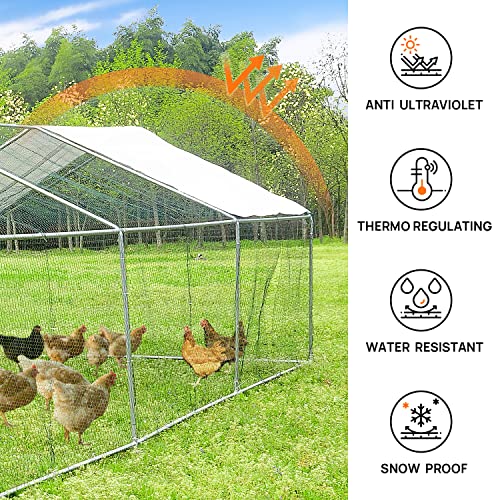 Large Metal Chicken Coop Walkin Poultry Cage with Waterproof&AntiUV