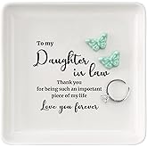 HOME SMILE Daughter in Law Gifts from Mother in Law-Butterfly Ring Dish for Daughter in Law Birthday Christmas Valentines Mother's Day Wedding Gift