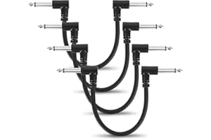 GOGHOST 6 Inch Guitar Patch Cables 4 Pack, 1/4" Right Angle Guitar Effect Pedal Board Patch Cable, Noise Free and Long-Lasting Patch Cords for Pedals, Black