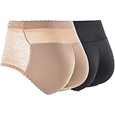 CUGBO 2 Pack Hip Enhancer Butt Lifted Underwear Seamless Fake Padded Briefs Shapewear Pantie Body Shorts for Women Ladies