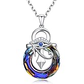 YEESIA Eye of Horus Necklace for Women 925 Sterling Silver Ankh Cross Necklaces Egyptian Eye Crystal Pendant Religious Jewelry Birthday Mother's Day Gifts for Her Women Mom Wife Daughter