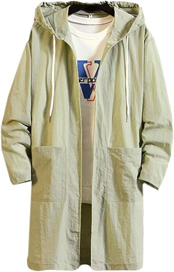 Amazon Ppeireeメンズ 春夏服 ロングジャケット アウトドア 薄手 フード付き 日焼け止め服 ゆったり 軽量 薄手 ブルゾン ジャンパー ロングコート スタイリッシュ コート ジャケット 通販