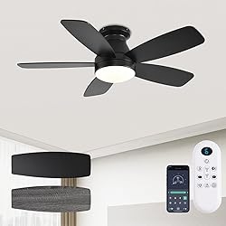 JSAITEE Ceiling Fans with Lights, 42 Inch Low