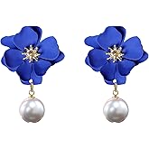 Just Follow Bohemian Pearl Flower Earrings Gold Flower Bud Design Floral Petal Stud Earrings for Women Party Jewelry Accessories