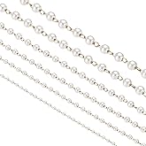 Boguish 5m/16ft Imitation Pearl Beaded Chain with Brass Links for Jewelry Making DIY Necklace, Bracelet Accessories, Gold
