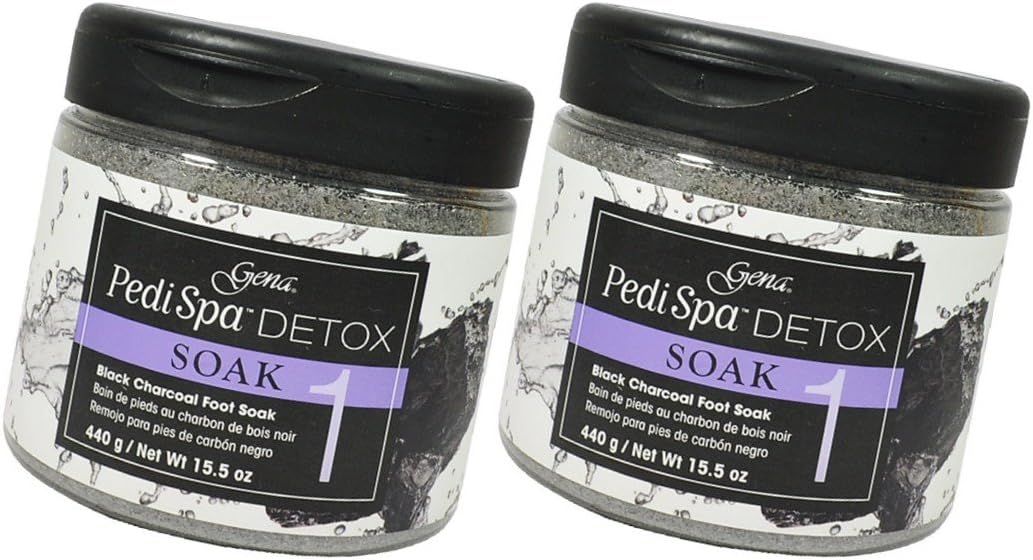 Gena PediSpa Detox SOAK Black Charcoal Assorted Luxurious mask enriched with black charcoal coats the skin with a luxurious formula - Size 15.5 oz / 440 g (Pack 2)