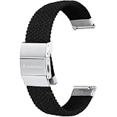 Hearkent 18mm/20mm Width Elastic Nylon Watch Strap for Men and Women | Quick-release Pin, Adjustable Foldover Clasp, Sport Braided Nylon Bands, Easy Installation without Tools