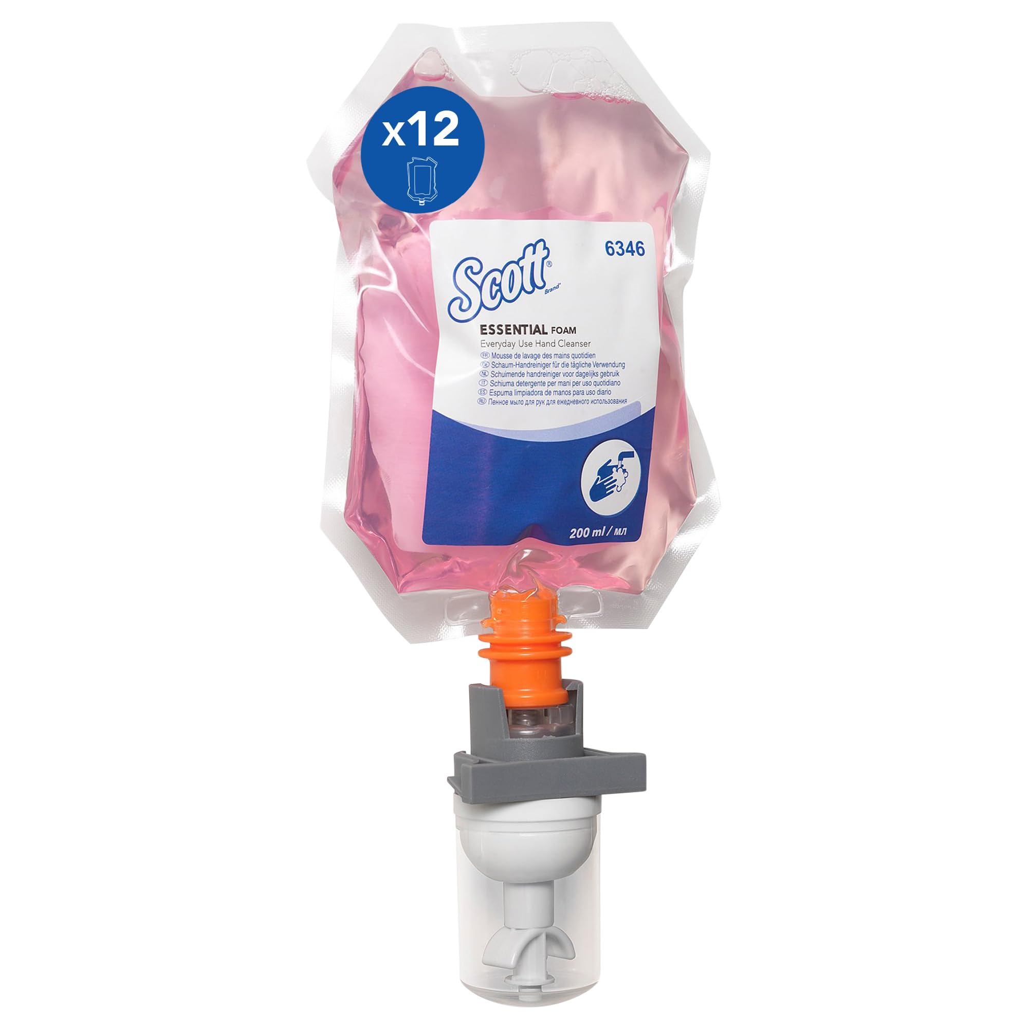 Scott Essential Hand Soap 6346 - Foaming Hand Wash - 12 x 200 ml Pink Soap Pouches for Skincare