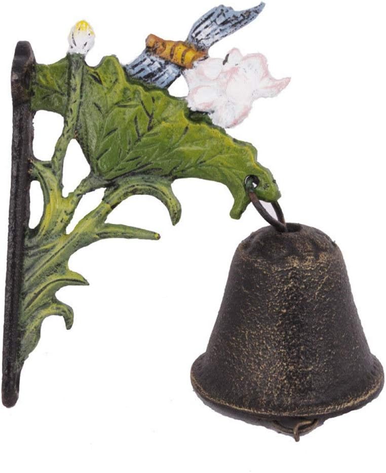 Retro Doorbell Cast Iron Garden Wall Decoration Lotus Leaf Dragonfly Welcome Doorbell Decorative Bells (Color : Multi-Colored, Size : 11.2x6.6x18.1cm)