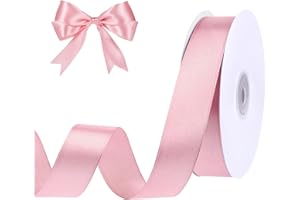 woric Pink Ribbon 1 Inch 50 Yards Pink Bows Satin Ribbon for Leis Hair Garland Crafts Garden Decor Baby Shower Wedding Christmas Gift Wrapping Decorations