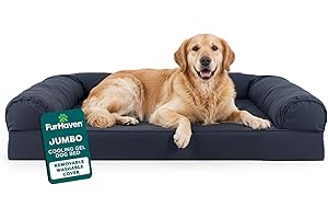 Furhaven Cooling Gel Dog Bed for Large Dogs w/ Removable Bolsters & Washable Cover, For Dogs Up to 95 lbs - Quilted Sofa - Iron Gray, Jumbo/XL