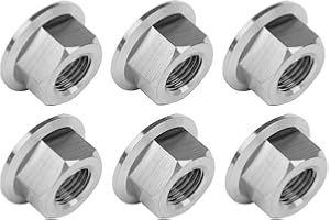 UHDFBDHF 6PCS Titanium DIN6923 M5 M6 M8 M10 M12 M14 Hex Flange Nuts (M14 Pitch 1.5mm)