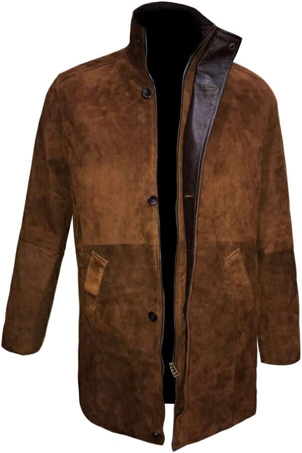 SALTONI Mens Longmire Robert Taylor Suede Leather Coat Jacket